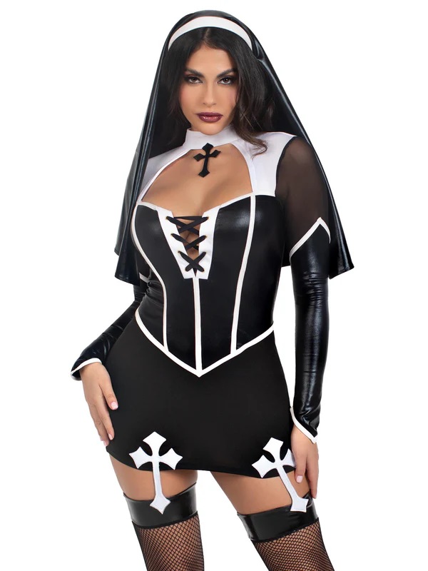 Holy Hottie Nun Costume - Black - M