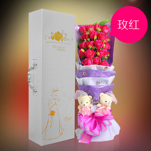 19 rose red soap flower gift box