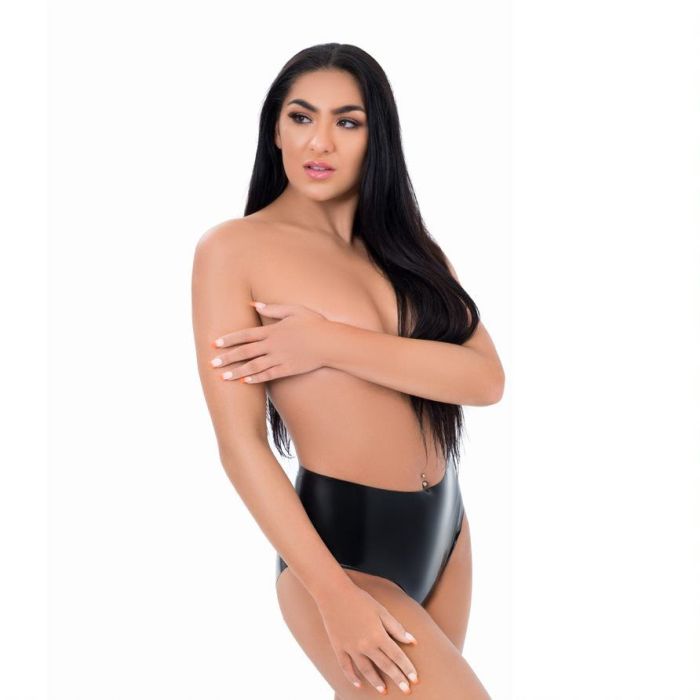 Latex Crotchless Panties - Black - L