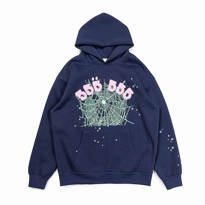Spider Worldwide 555 Angel Number Hoodie Navy Blue