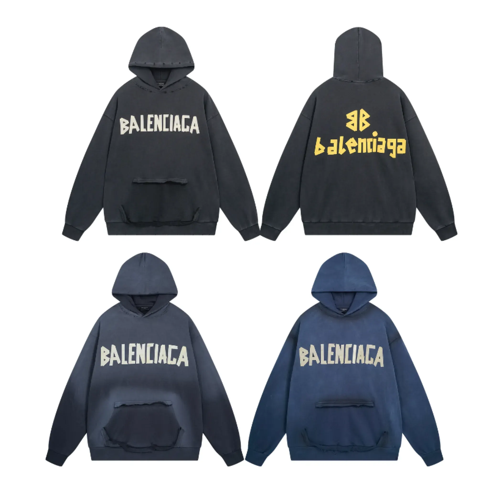 Balenciaga Tape Type Ripped Pocket Hoodie Oversized
