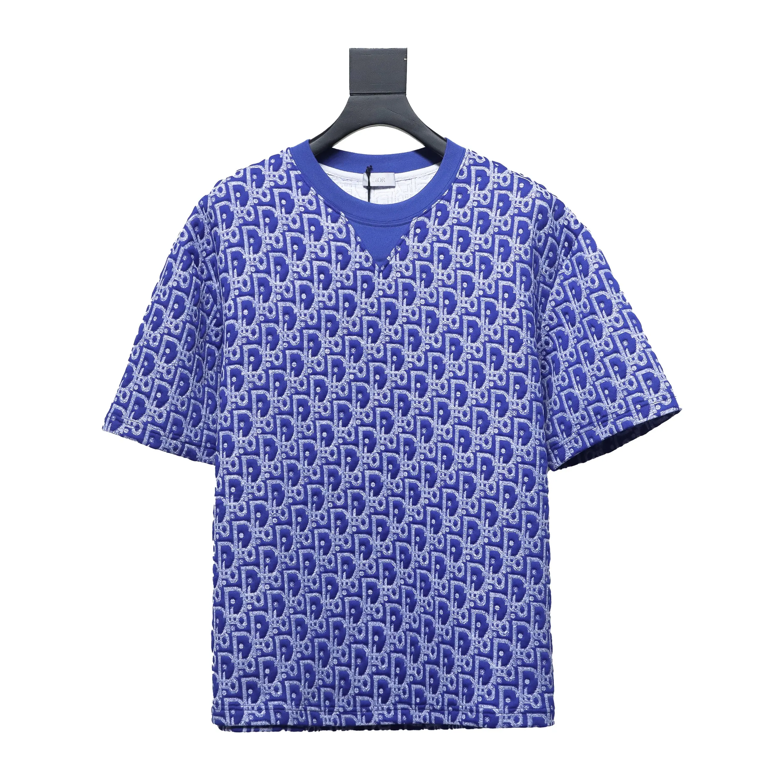 Dior Oblique Relaxed Fit T Shirt Terry Cotton Jersey Blue