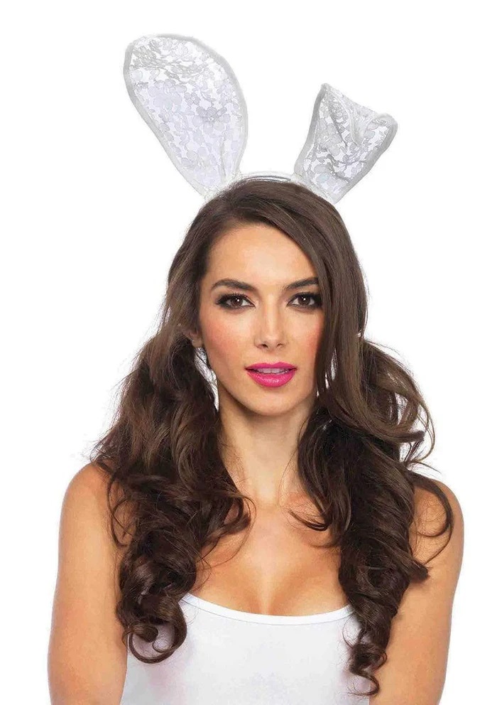 Lace Bunny Ears - White