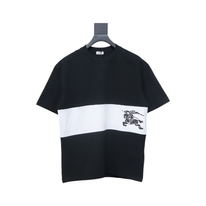Burberry Black and white striped horse print short sleeves