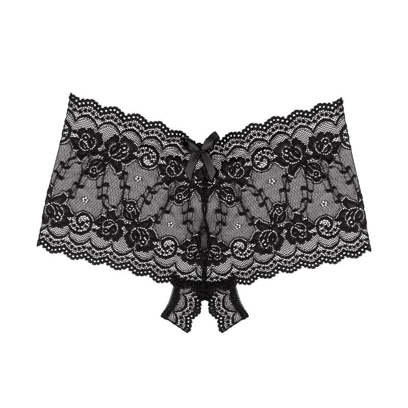 Mila Crotchless Briefs - Black - L/XL