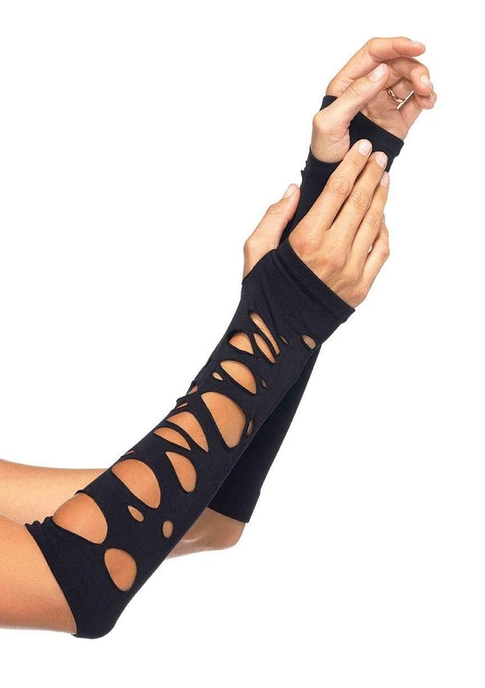 Distressed Arm Gloves - Black