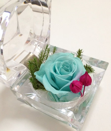 Ring box preserved flowers-Sky Blue Rose