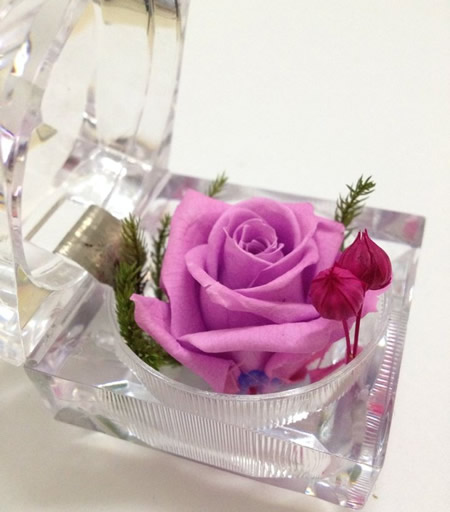 Ring box preserved flowers-light purple rose