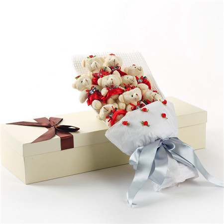 9 gift boxes for red bear bouquet