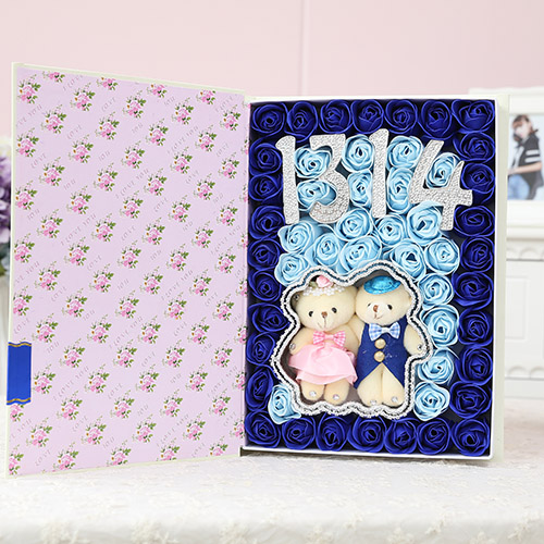 Soap Flower 1314+Hug Bear Blue