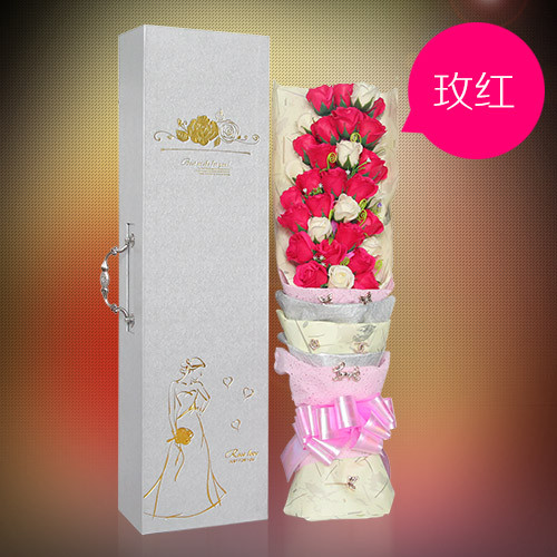 33 flowers with rose red soap flowers