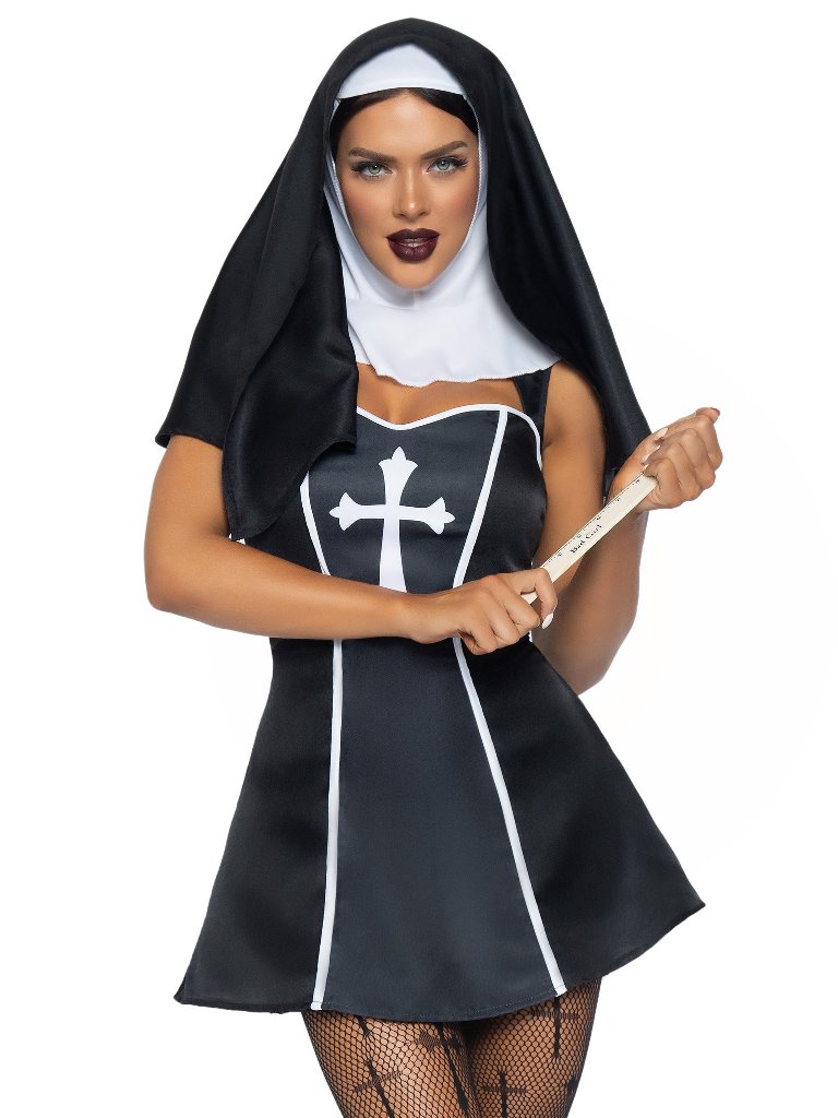 Naughty Nun Costume - Black - S