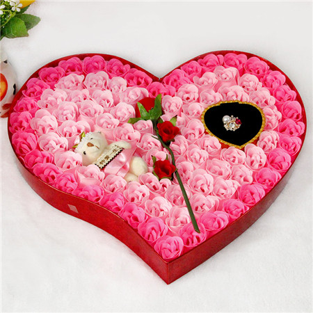 Soap Flower-92 rose red bear rings