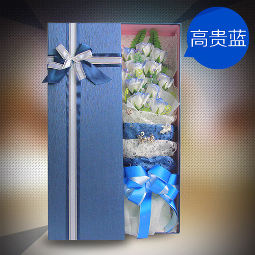 Soap flower gift box fresh light blue