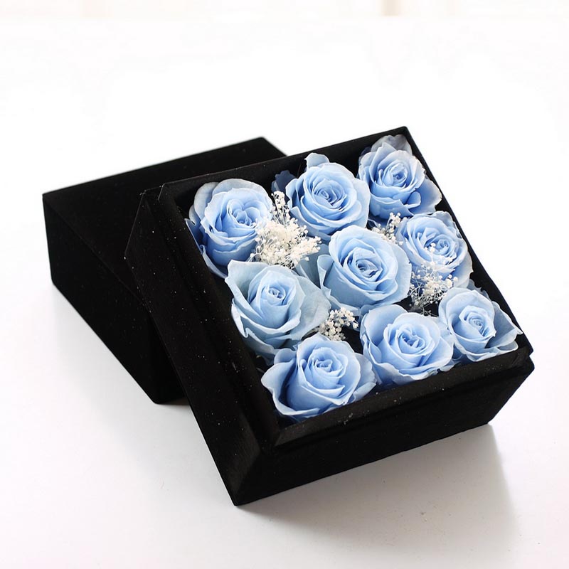 Preservation flowers-Nine light blue roses