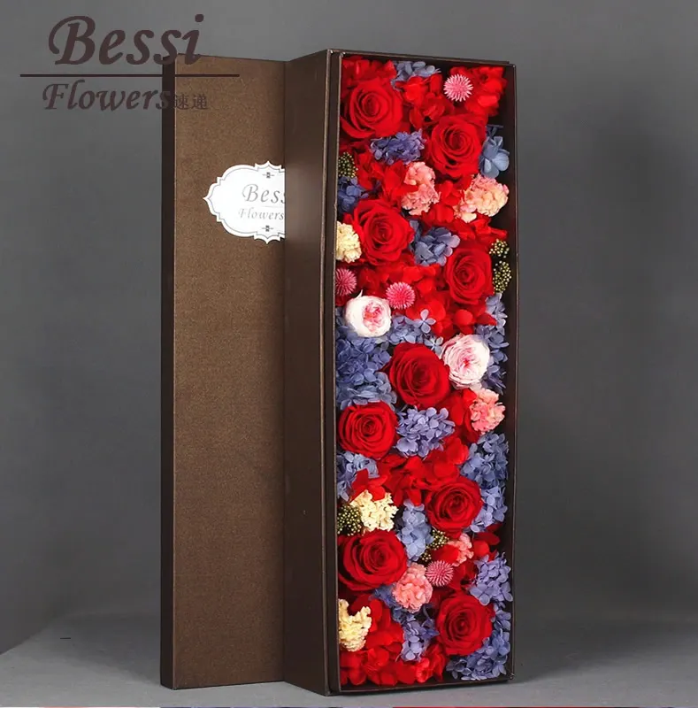11 preserved flowers mixed with red style