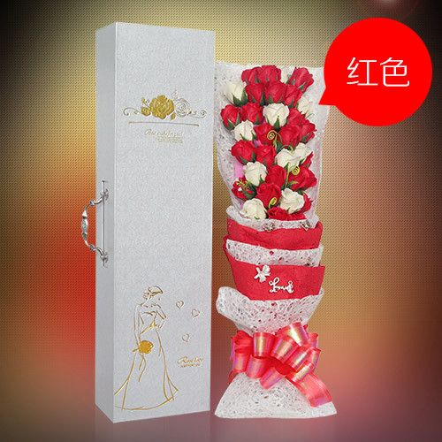 33 flowers with red soap flowers