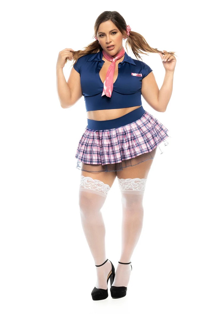 60017 Schoolgirl Costume - Blue - 1X/2X