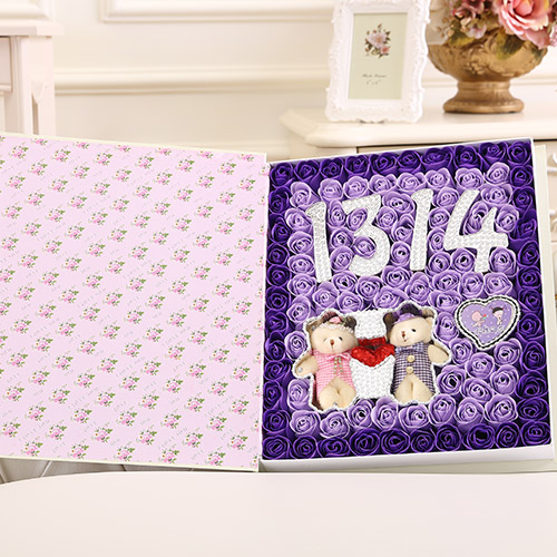 Soap Flower 1314+Hand-Holding Bear Purple