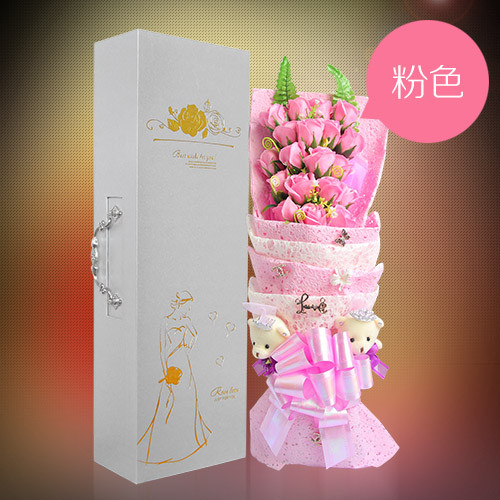 19 pink soap flower gift box