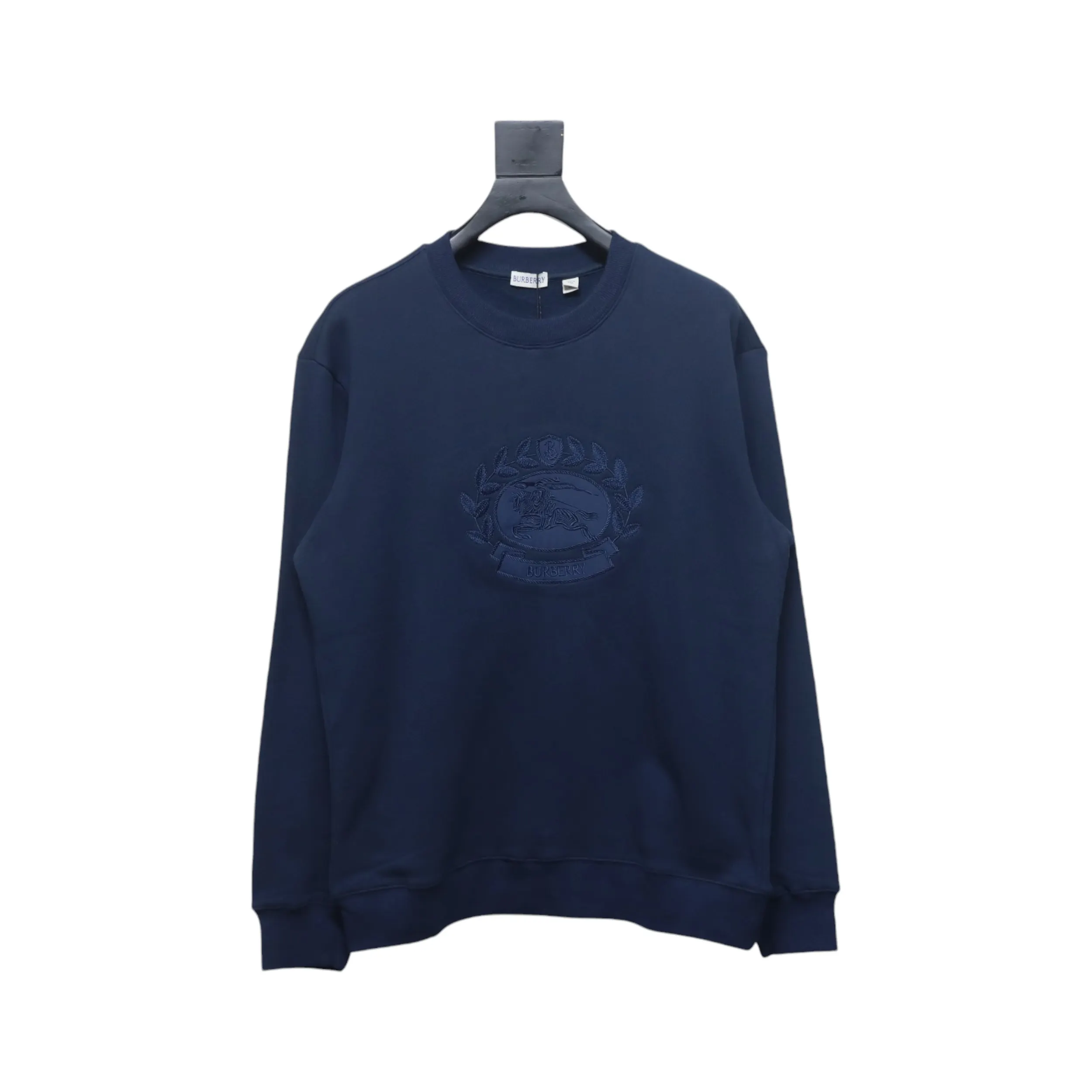 Burberry BBR 24Fw Oak Horse Embroidery Navy Blue Crewneck Sweatshirt