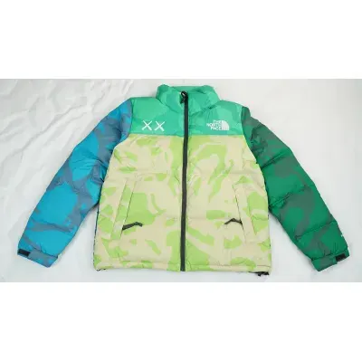 The North Face Splicing White And XX Green Down Jacket