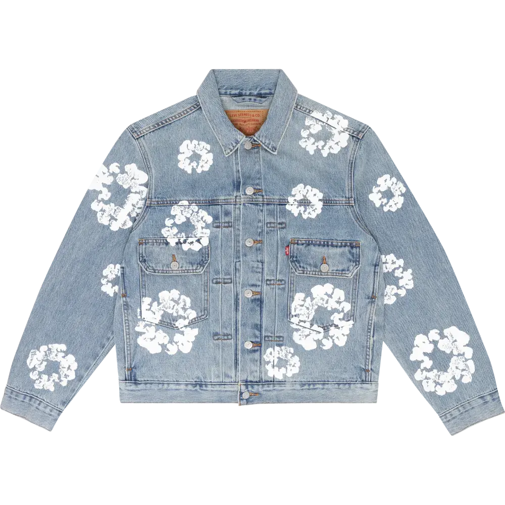 DENIM TEARS TYPE – 2 ALL OVER WREATH LIGHT WASH Jacket